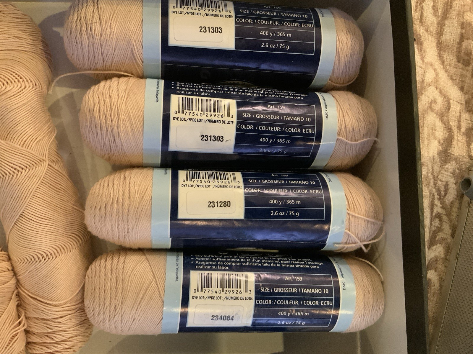 6 Baroque Crochet Cotton 400 Yds Per Skein New Old Stock Ecru 2 Skeins White
