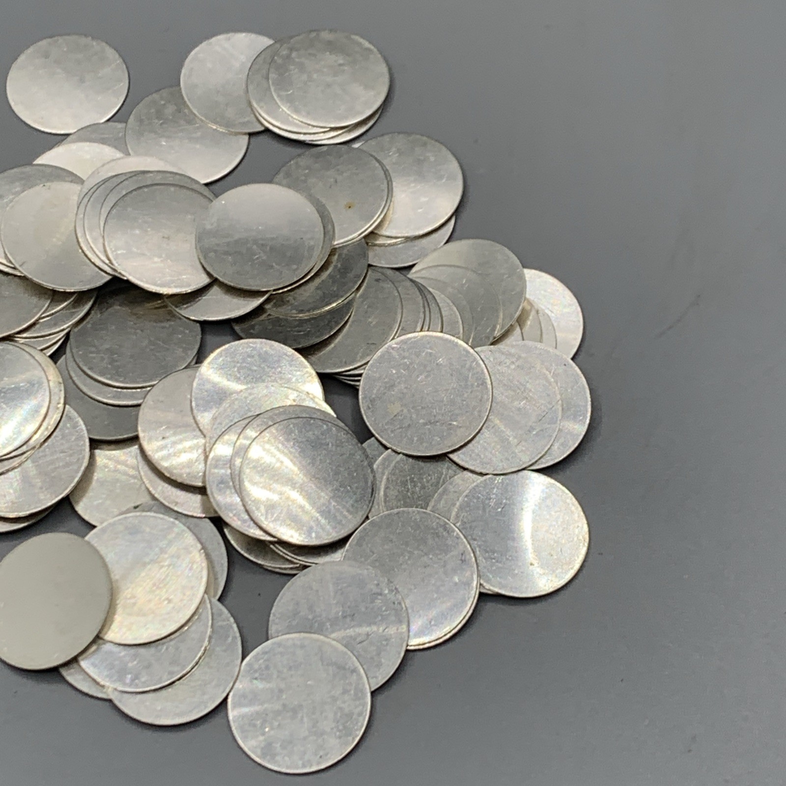 100 Pack .5” Solid Sterling Silver .925 discs. 32 Gauge, Weighs ~42g Per pack