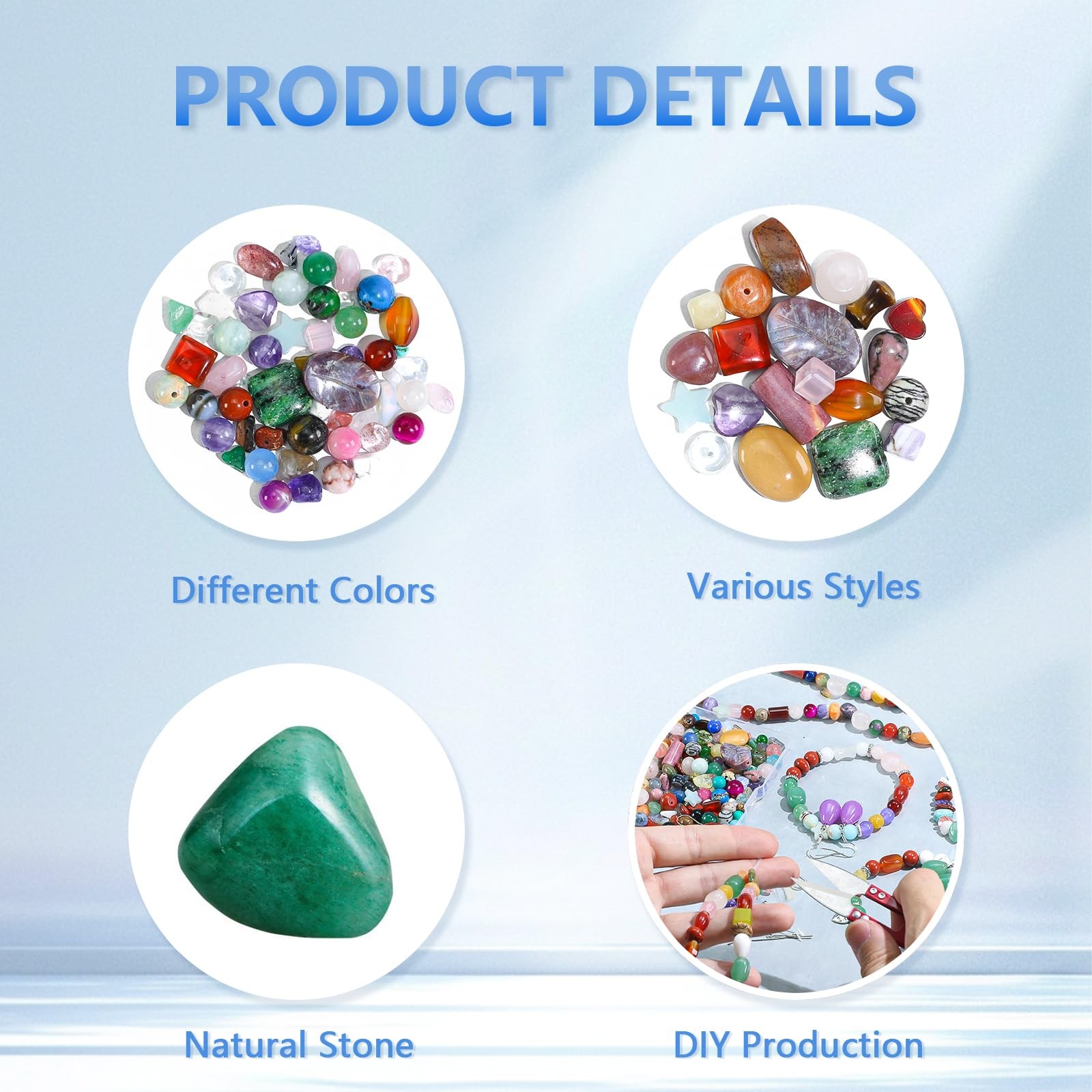Assorted Beads for Jewelry Making, Mixed Bulk Natural Stone Beads for Crafts