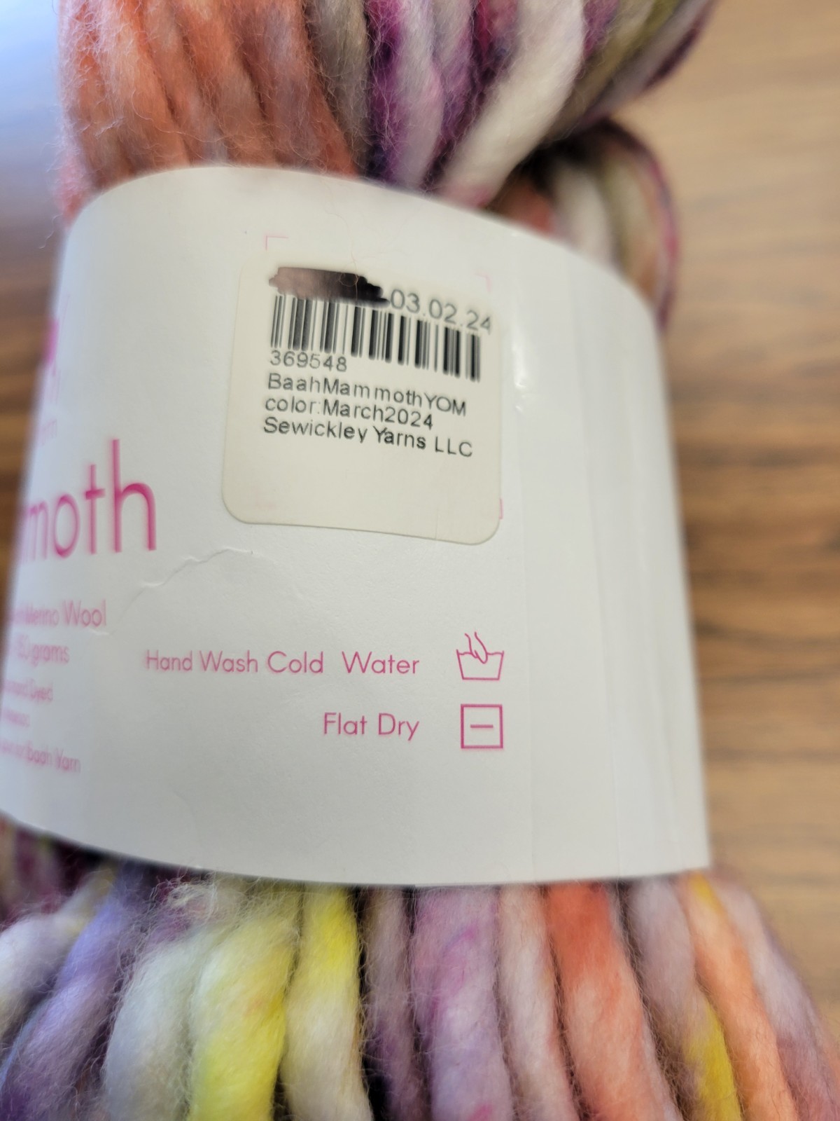 RARE Baah Yarn variegated MAMMOTH Merino wool YOM March 2024 monthly color thick