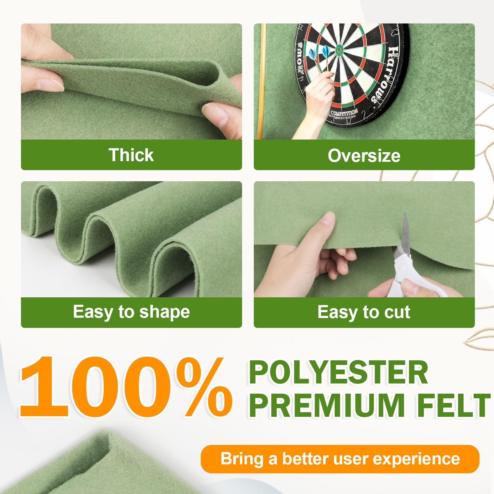 XSEINO Sage Green Felt Fabric 1.4mm Thick 4 Yards