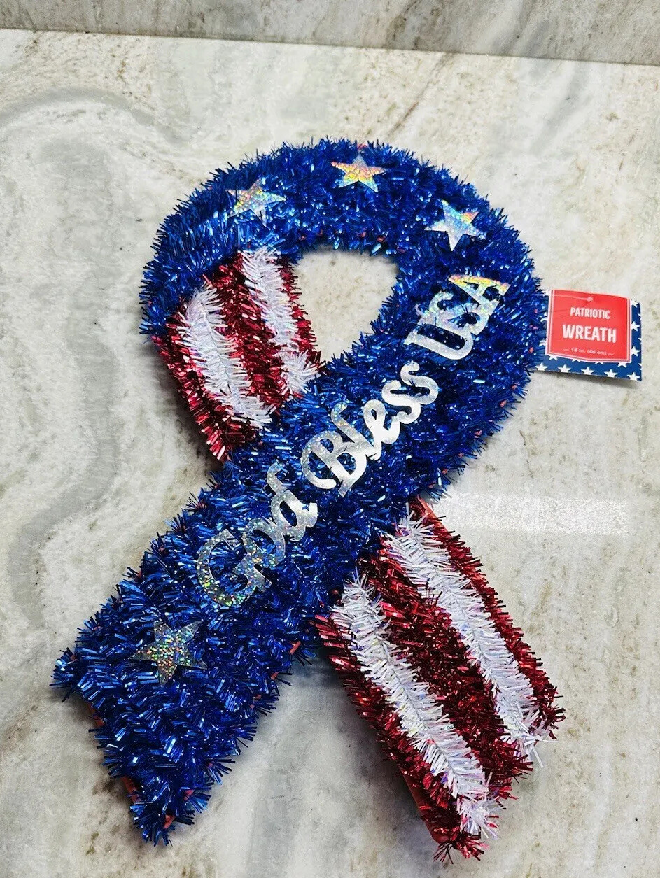 4th Of July Patriotic Tinsel Ribbon:18”.