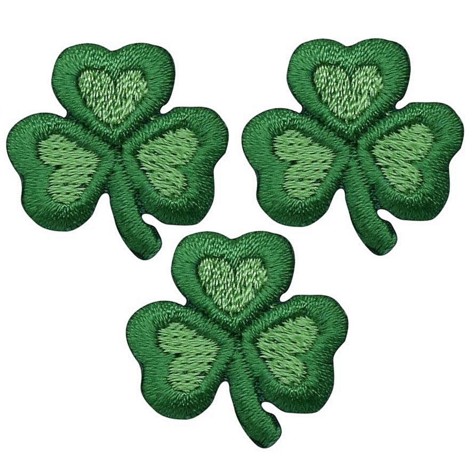 Mini Shamrock Applique Patch – Heart Clover Good Luck Badge 1″ (3-Pack, Iron on)