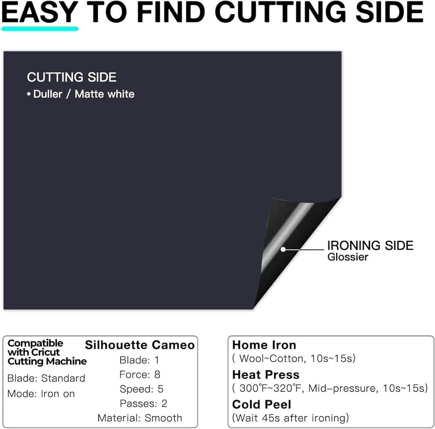 Eco-Friendly Black Heat Transfer Vinyl – 13 Sheets, 12″x10″ for DIY Projects