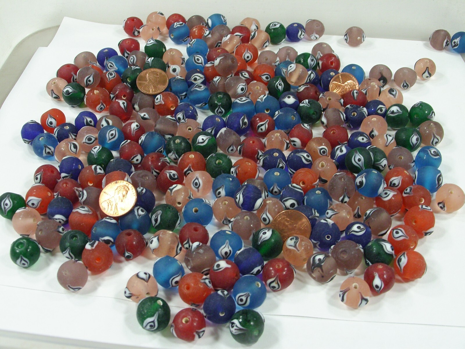 2 Pounds Assorted Colors India Handmade Evil Eye Glass Beads Bulk Lot (TAN-7)⭐