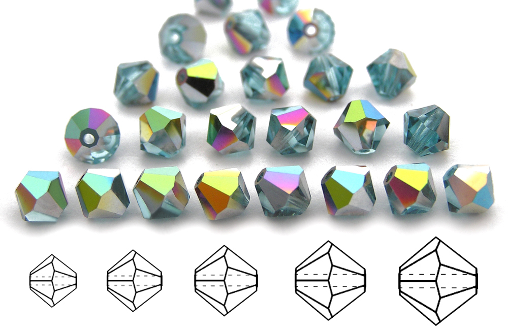 Czech Bicone Crystal Beads Aqua Vitrail coated blue coated Rondelle 3mm 4mm 6mm