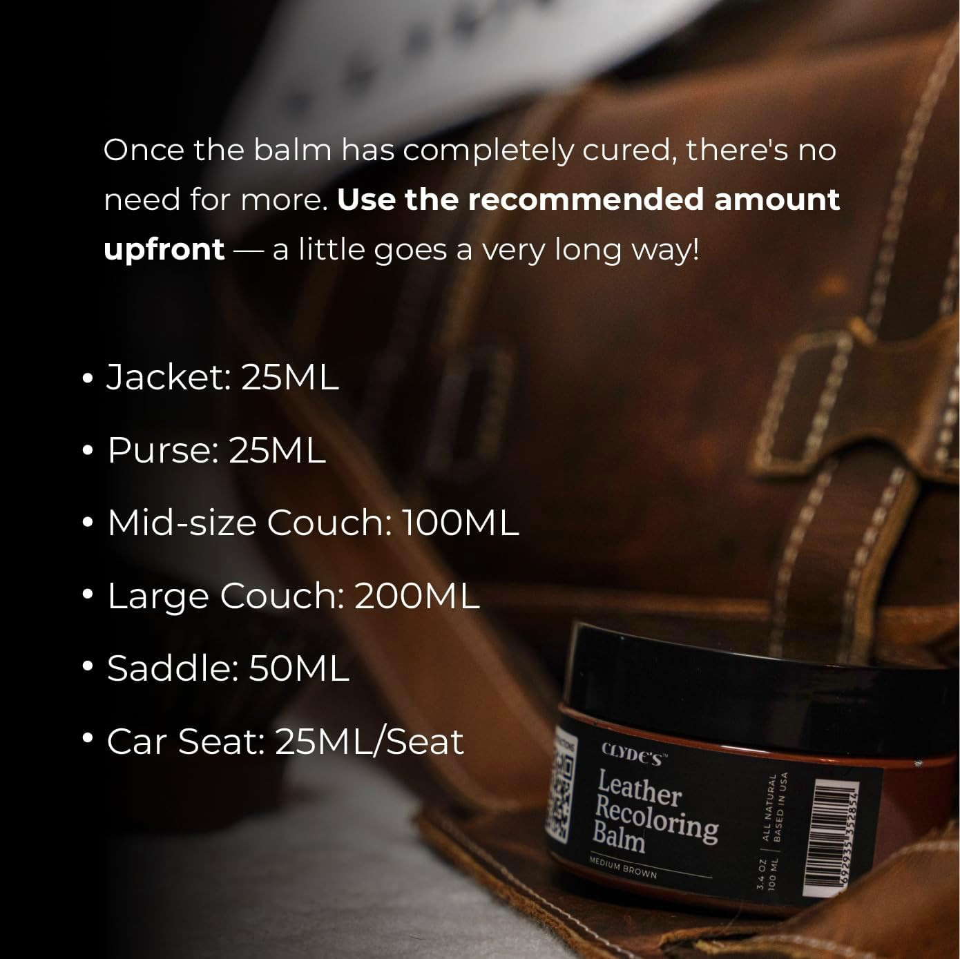 Clyde’s™ Leather Company Leather Recoloring Balm – Color Restore & Scratch Repai