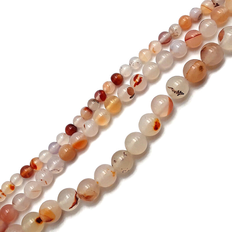 Red Dendritic Montana Agate Smooth Round Beads 4mm 6mm 8mm 10mm 15.5″ Strand