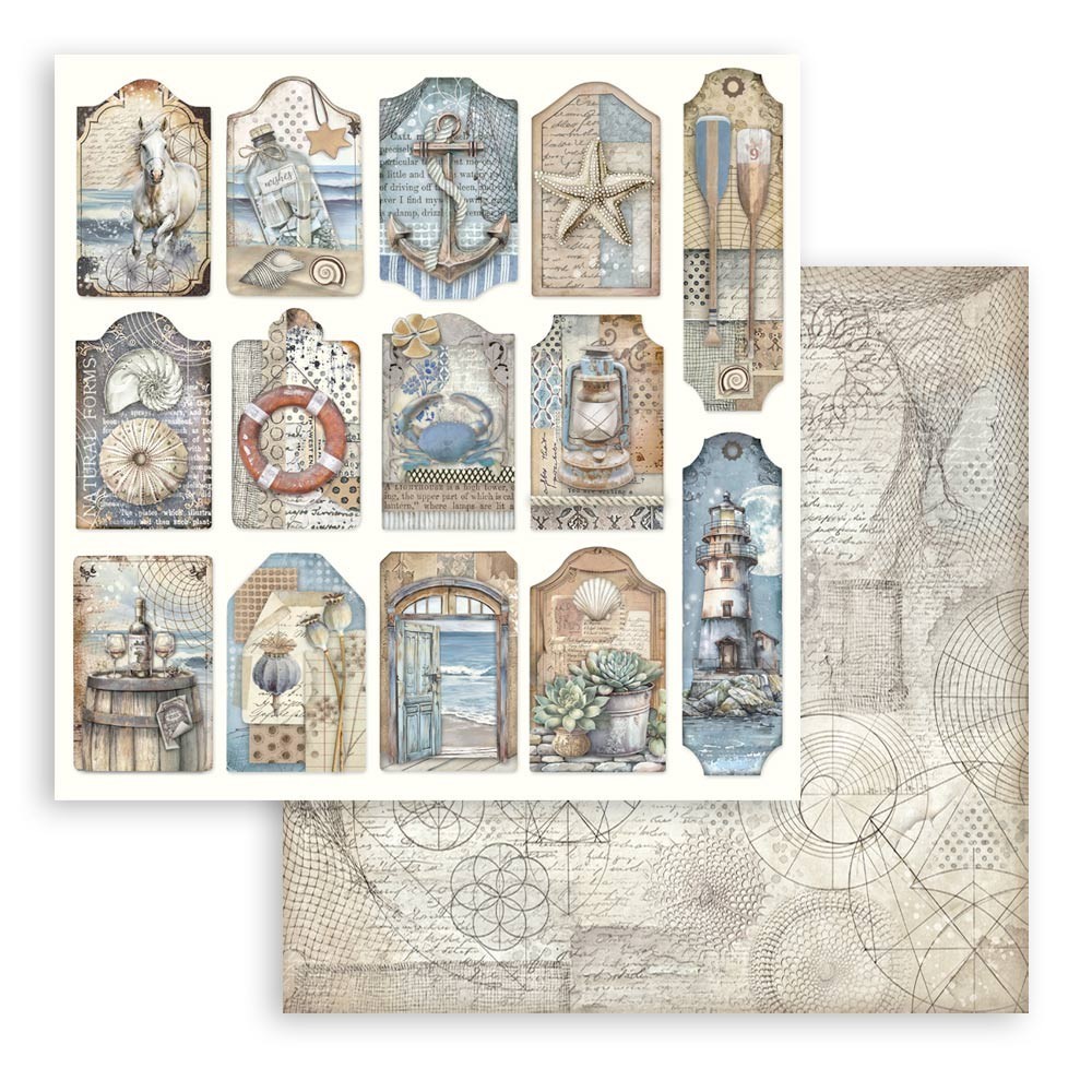 Stamperia SILENT SEA 8×8 Paper Pad 10 Sheets Mixed Media Beach Nautical SBBS125
