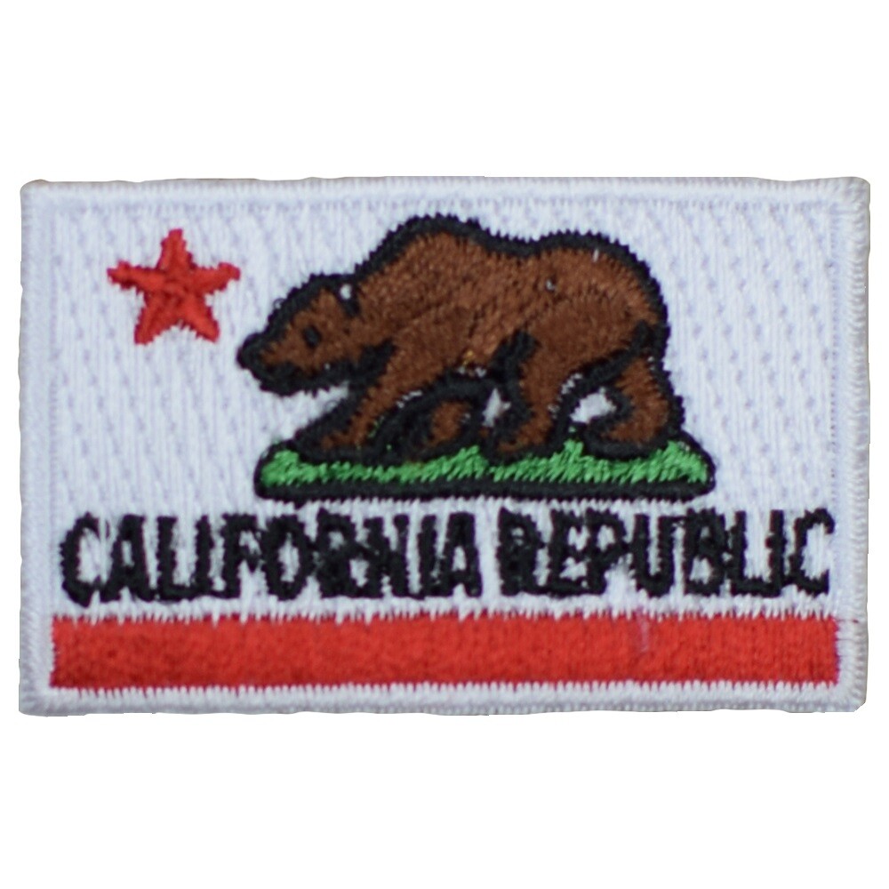 Mini California Patch – Grizzly Bear, CA Republic Flag 1.75″ (Iron on)