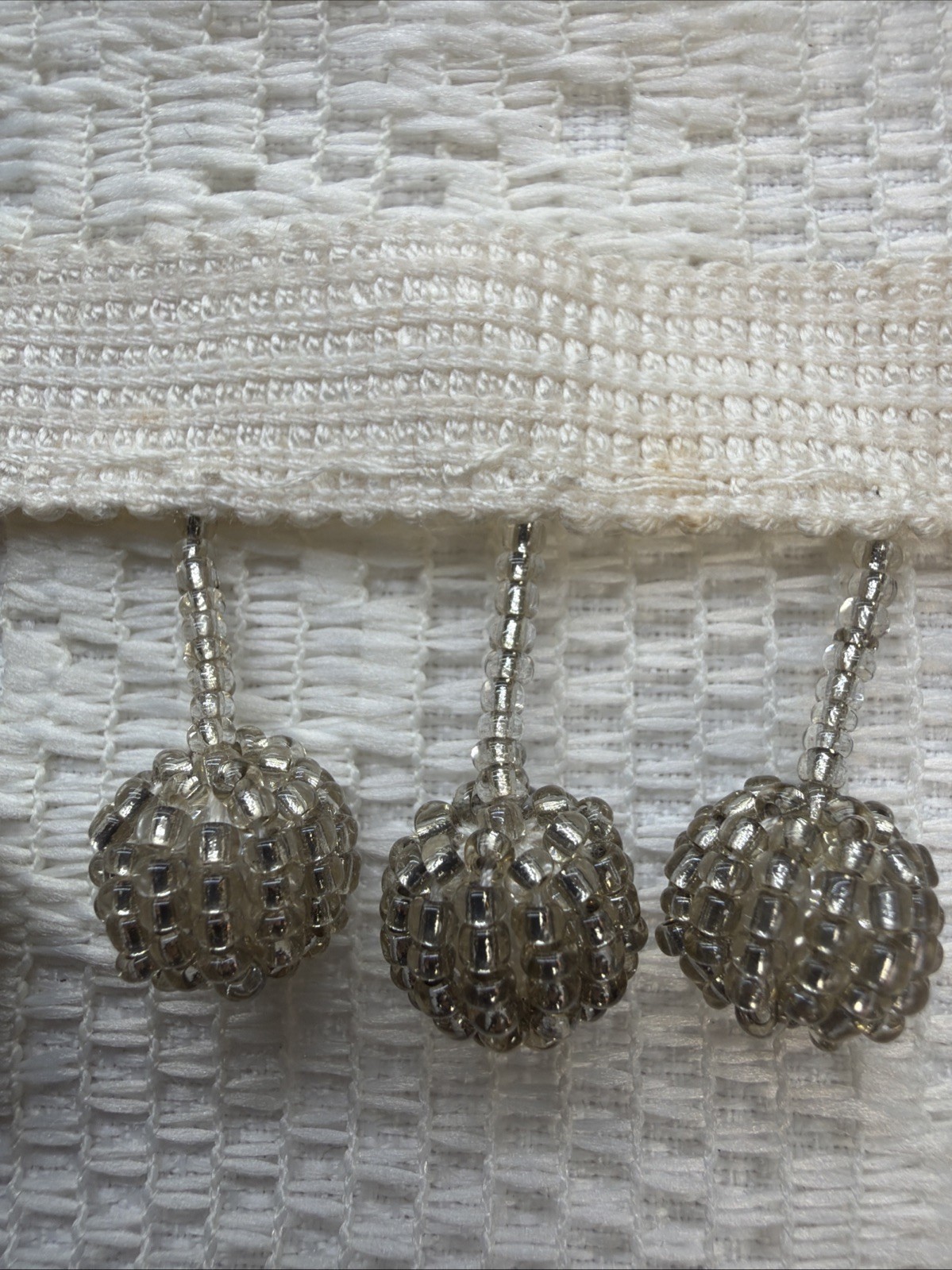 Black White Beaded Seed Ball Fringe 2.5″ Trim Two Scrap Pieces