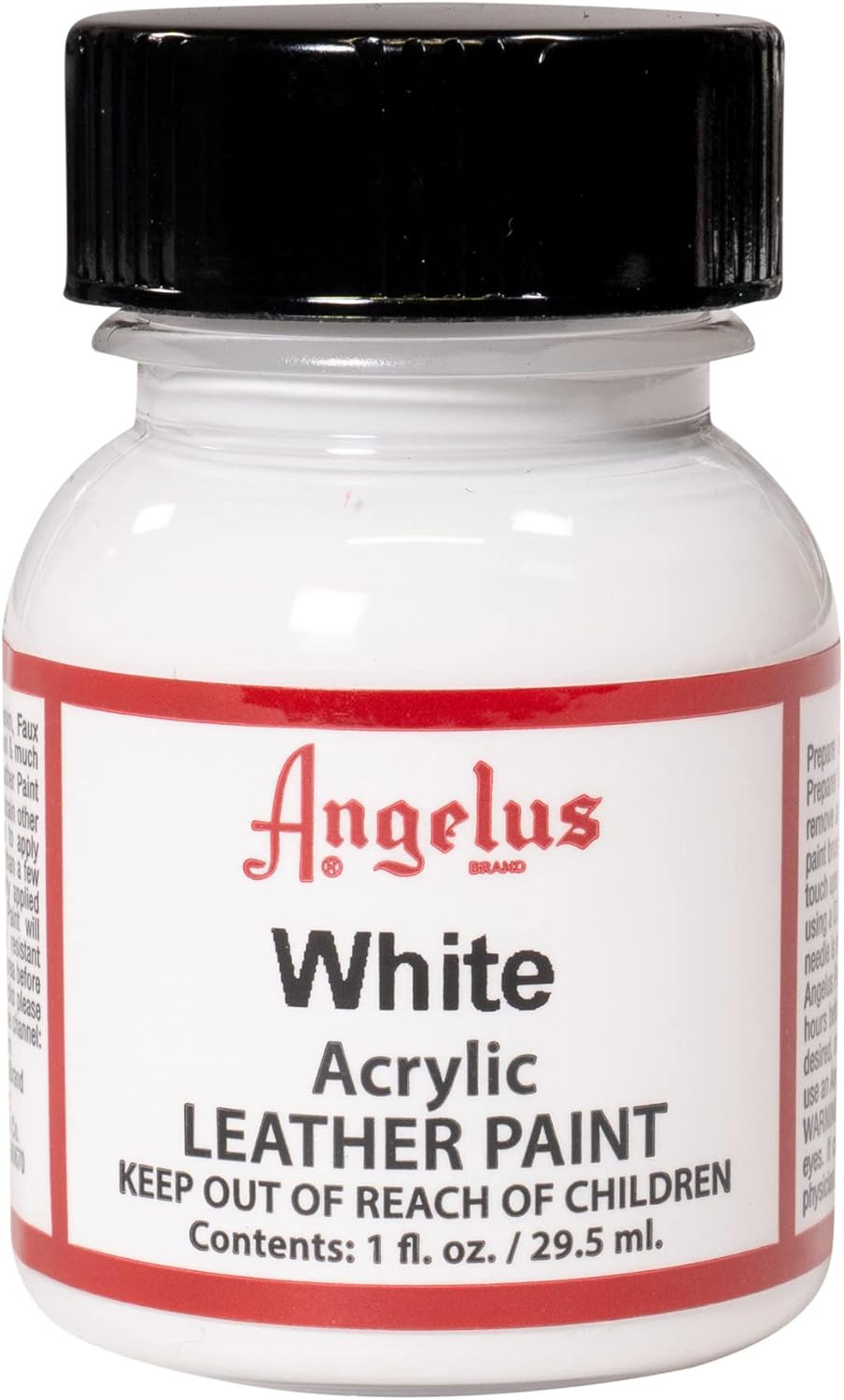 Angelus Acrylic Leather Paint, 1 Fl Oz, White – Professional Flexible, Crack