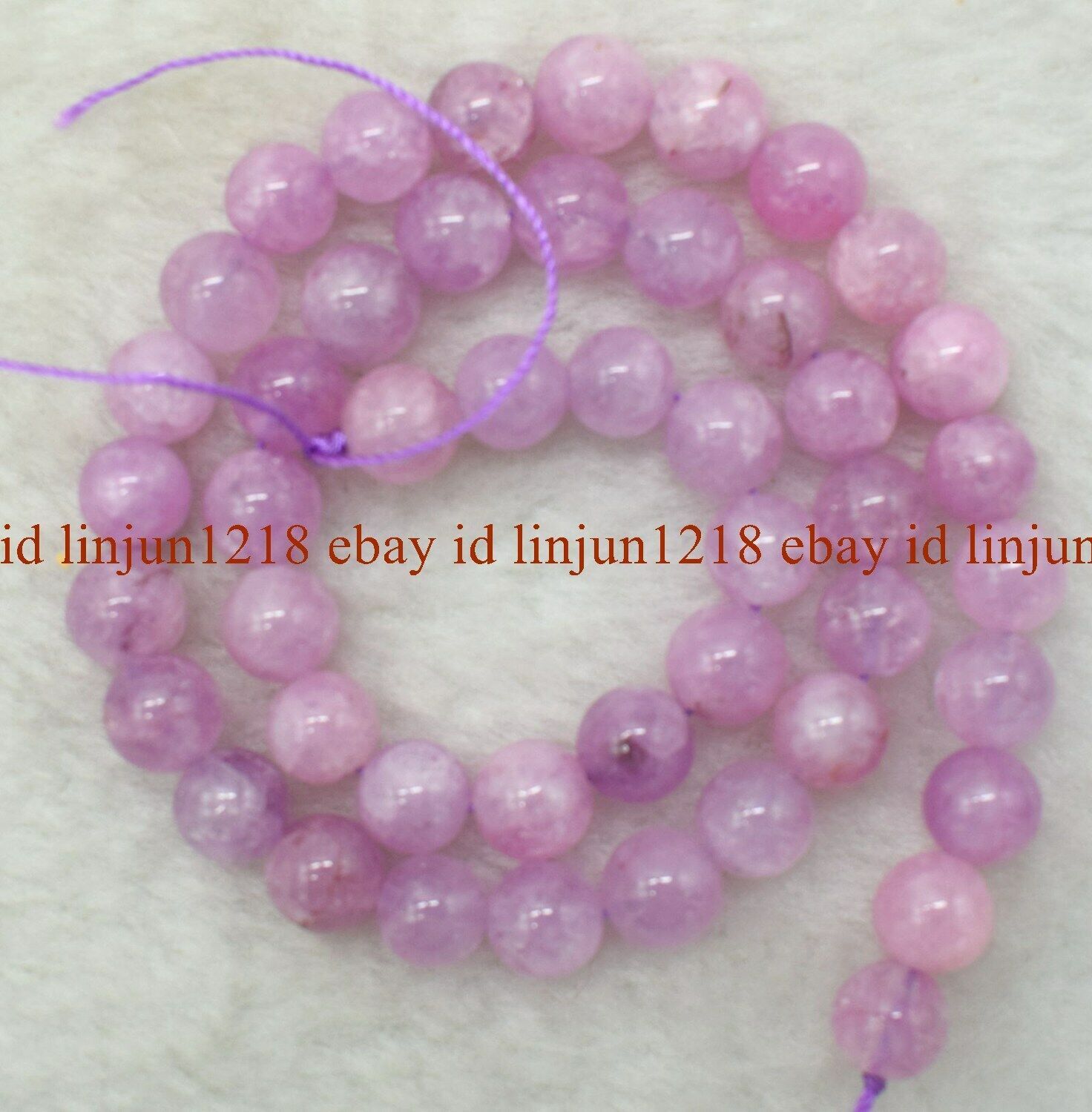 Natural 6/8/10/12mm Purple kunzite Round Gemstone Loose Beads 15″