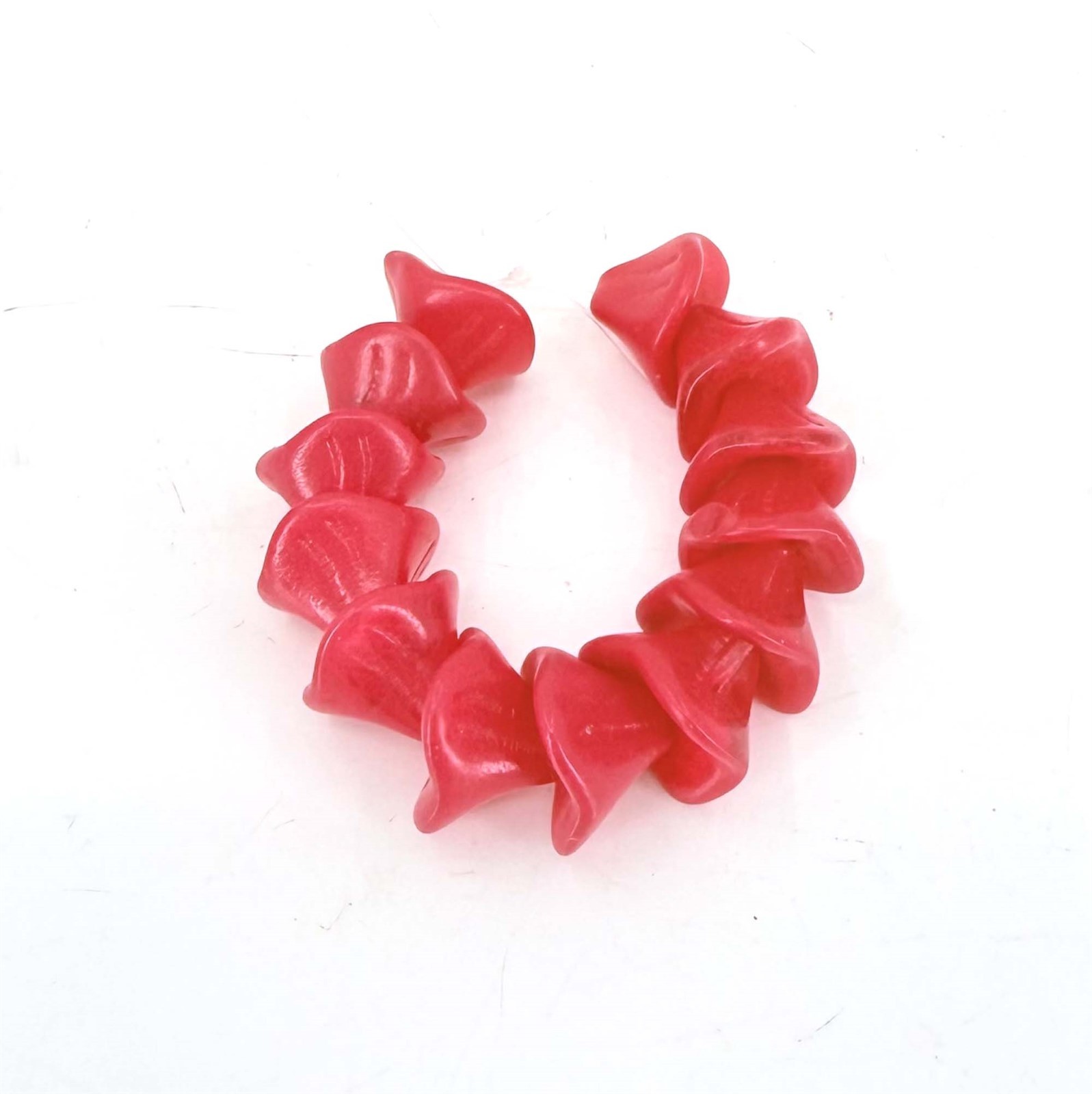 12 Czech Pressed Glass Three Petal Flower Beads – Coated Raspberry Sorbet 12x9mm