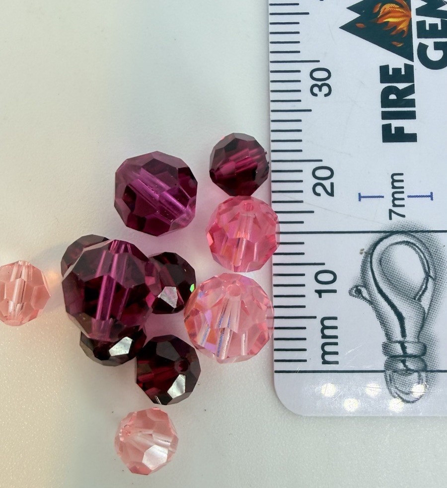 Swarovski Crystal Beads Round 5000 Fuchsia Rose Pink AB Qty:11