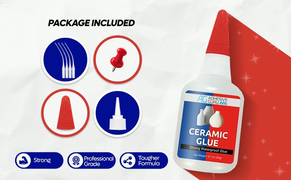 Adhesive Guru Ceramic Glue (150×0.7oz) Super Glue for Pottery, Porcelain & China