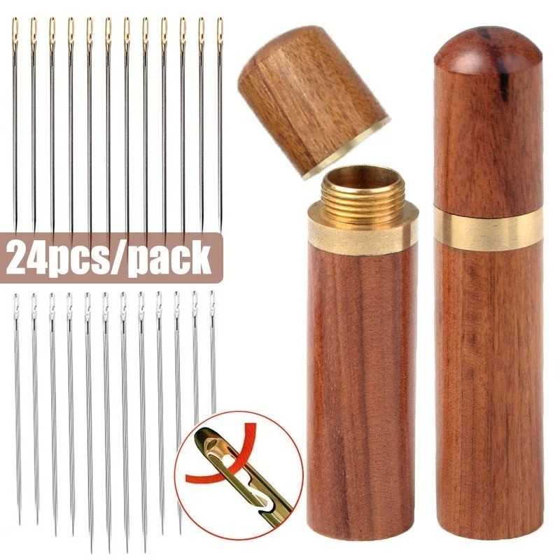 30PCS Stainless Steel Self-threading Needles Opening Sewing Darning Needles