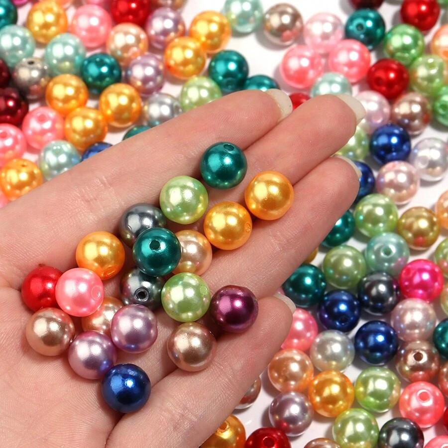 1000x Faux Pearl Beads Colorful Straight Hole 3-10mm Beads for Making Jewellery
