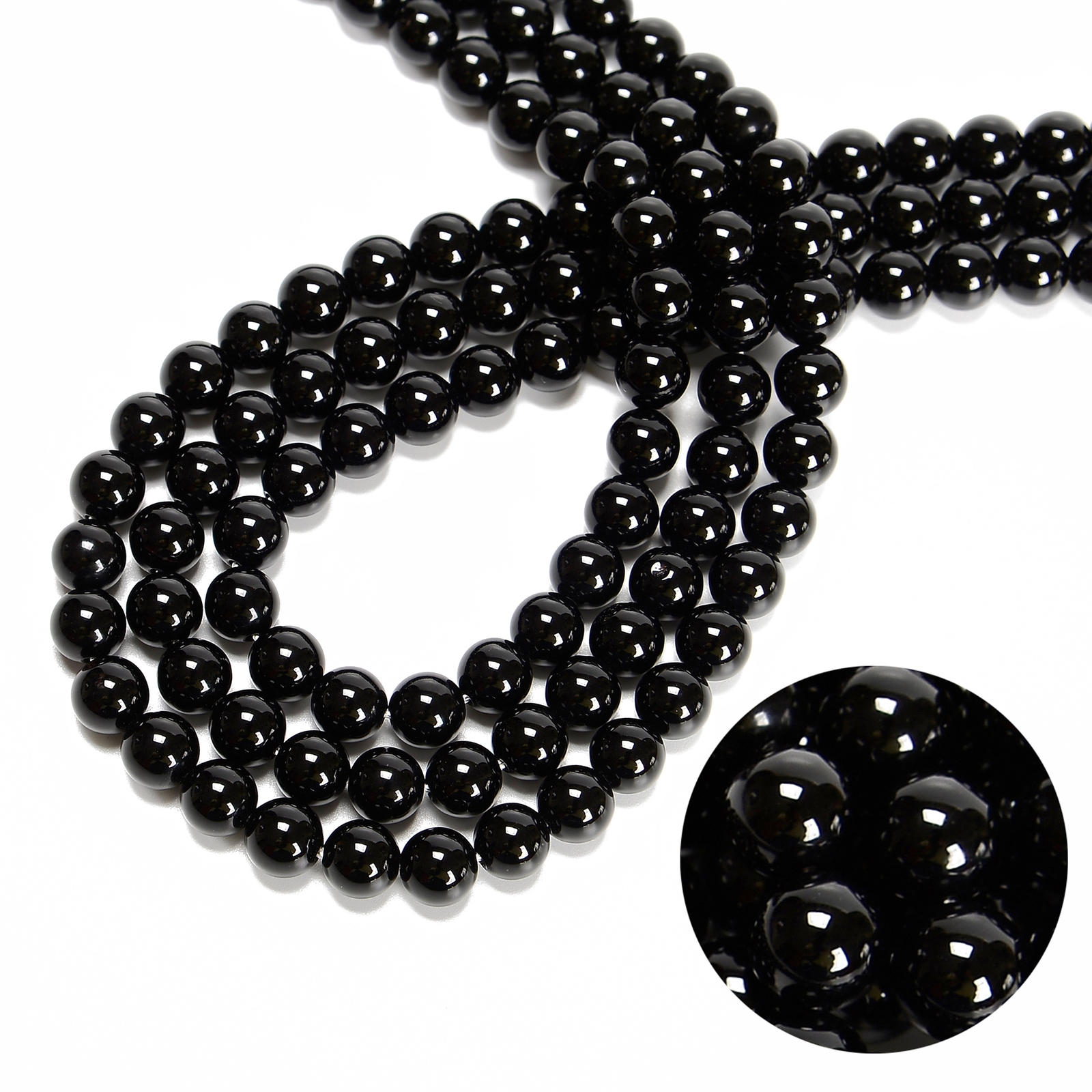 Black Onyx Smooth Round Beads 4mm 6mm 8mm 10mm 12mm 14-20mm 15.5″ Strand