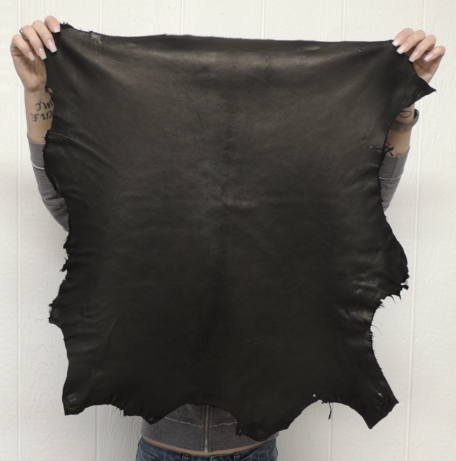 Black Full Grain Lambskin Leather Hide Lightweight Garment Sewing Lining Craft