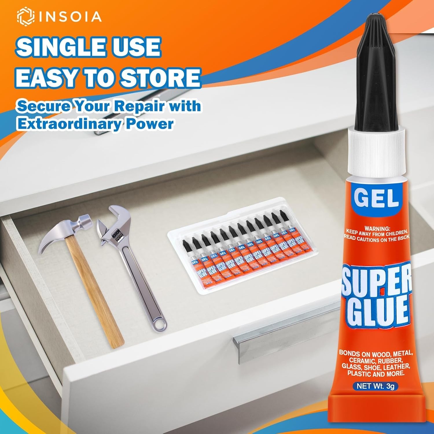 12-Pack Super Glue Gel Clear � 3g Strong Non-Drip Adhesive for Plastic Metal