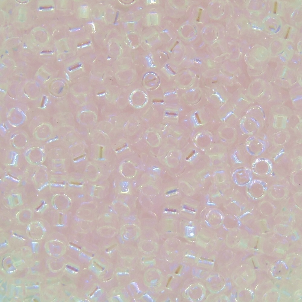 DB082 Miyuki Delica Seed Beads, Size 11/0 Light Pink Lined Crystal AB 7GM Tube