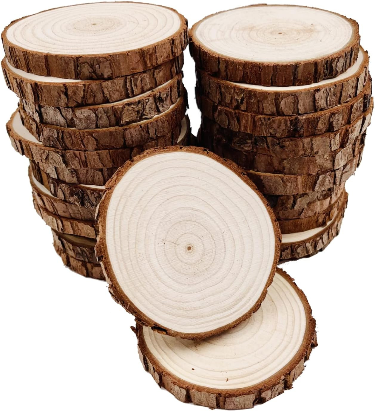 20 PCS Natural Pine Wood Slices 2-2.5 Inch Wood round Circles with Tree Bark