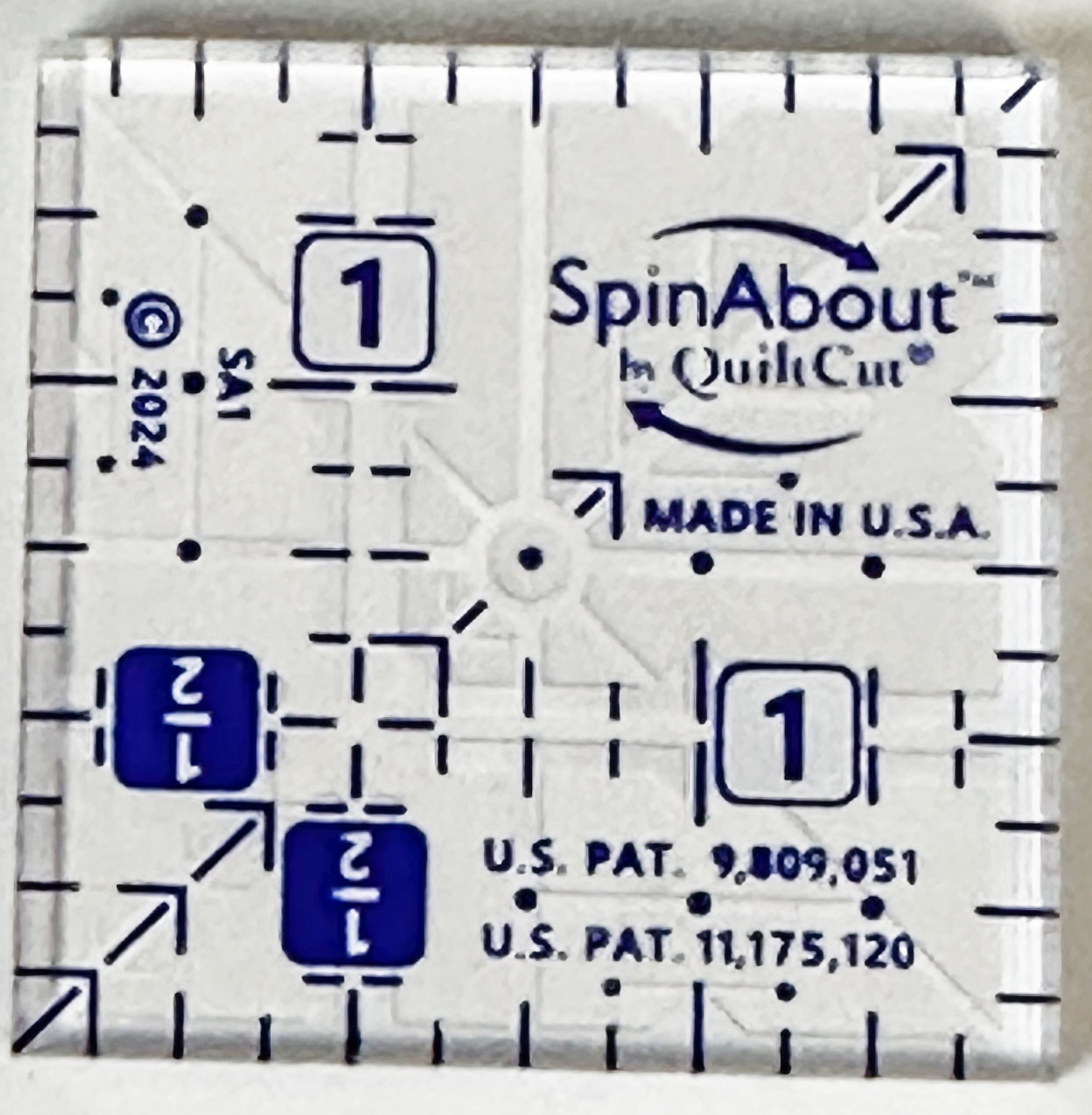 Quilting Ruler “Spin About” by Quiltcut 1.5″ square quilting ruler NEW
