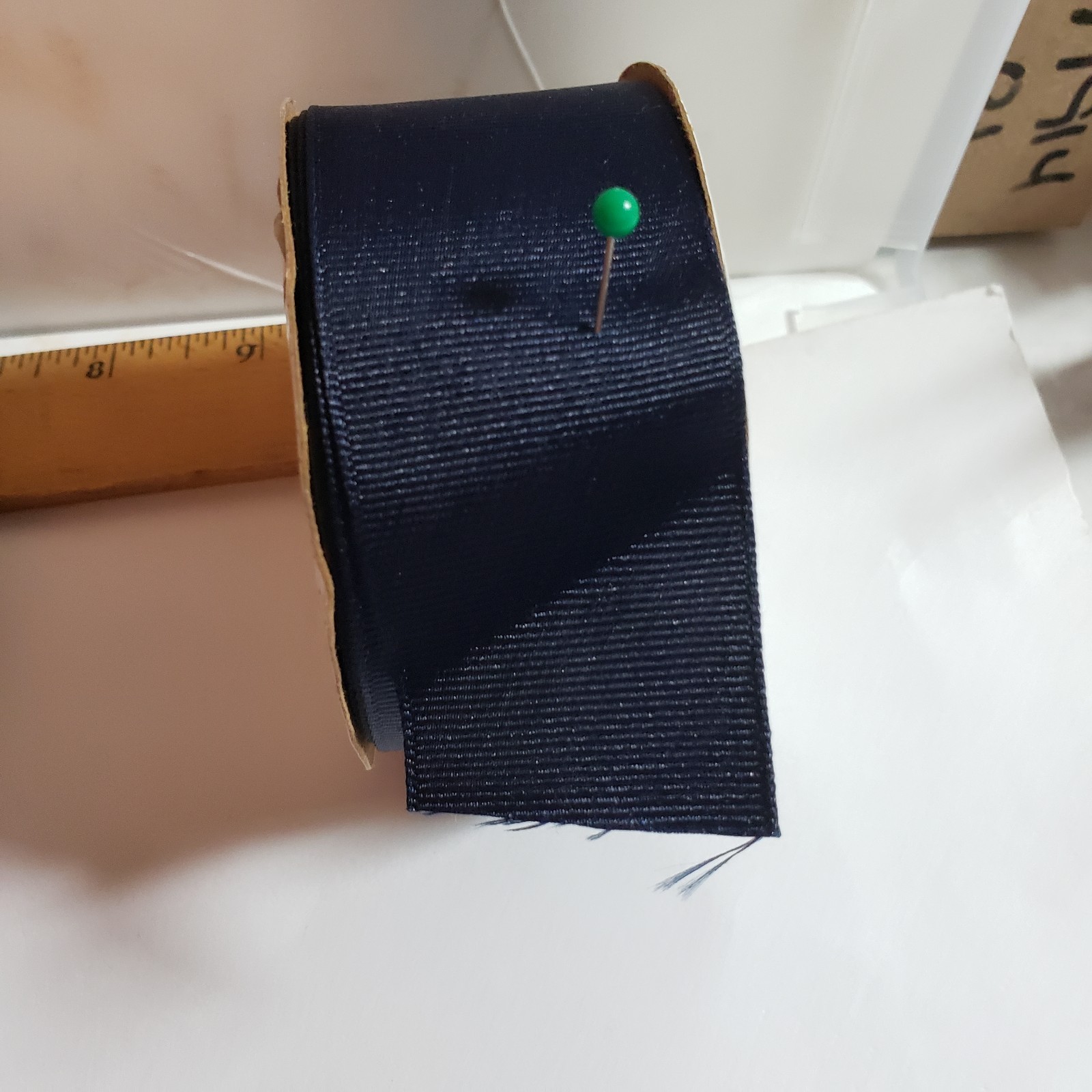 Lot of 3 Partial spools of Grosgrain Ribbon 1 1/2 Inch Wide Less than 9 ft Long
