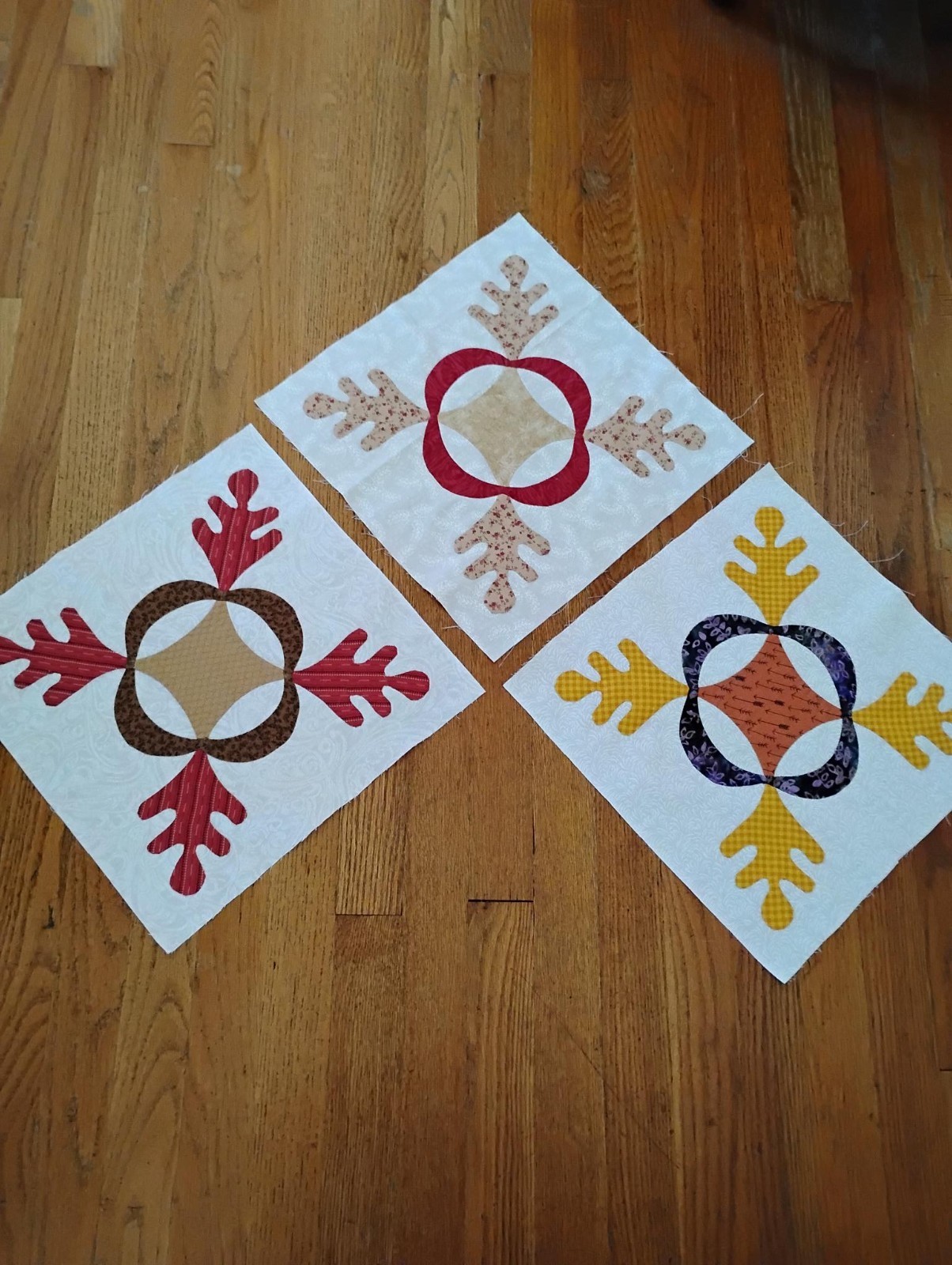 unfinished quilt blocks oak leaf pattern