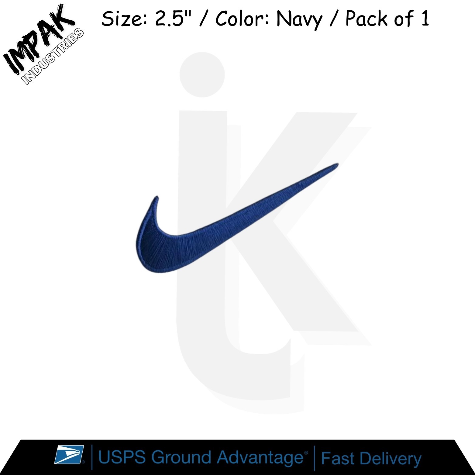 Navy Blue Embroidered Swoosh 2.5″ Iron On Embroidery Logo Patch Blue Swooshes