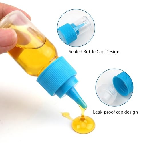 6 Pcs Plastic Squeeze Bottles – Leak Proof Condiment Bottles Set with Colorful