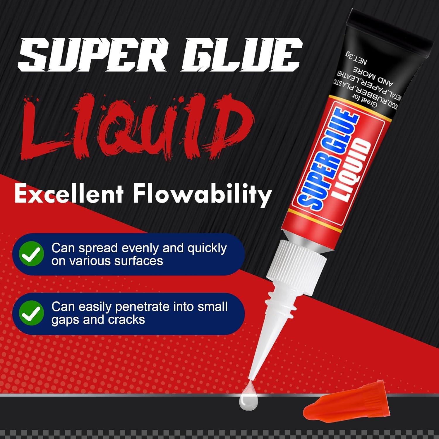 Super Glue Clear Liquid Strong Adhesive Fast Drying Cyanoacrylate Glue – 12 Pack