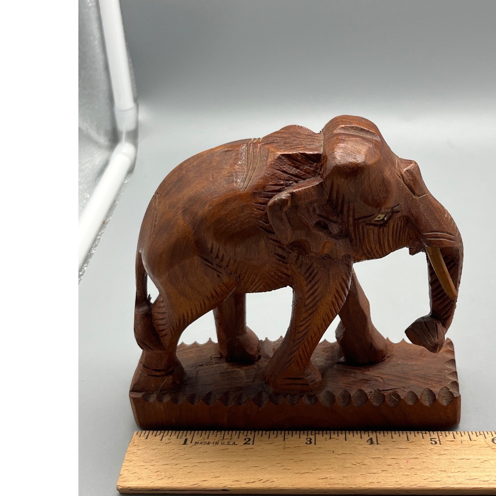 Vintage Hand Carved Solid Wooden Elephant 5.5x 5