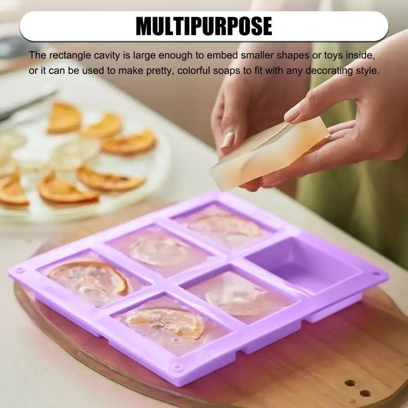6 Cavity Rectangle Silicone Soap Making Molds DIY Mold Cake Bakeware Mould Tool