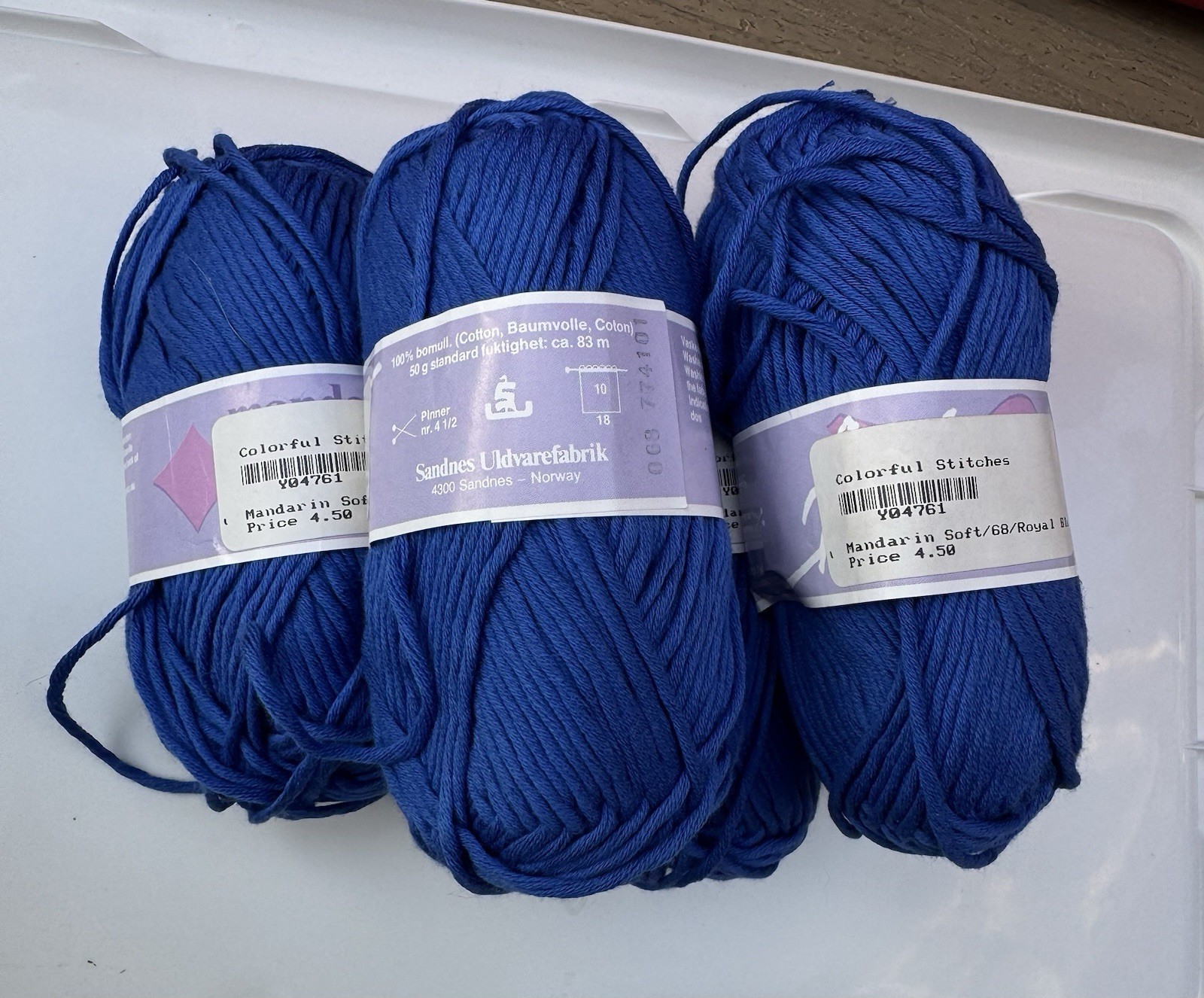 Lot of 5 Sandnes Garn Mandarin Soft Cotton Yarn, 68 Royal Blue, Y04762 discount
