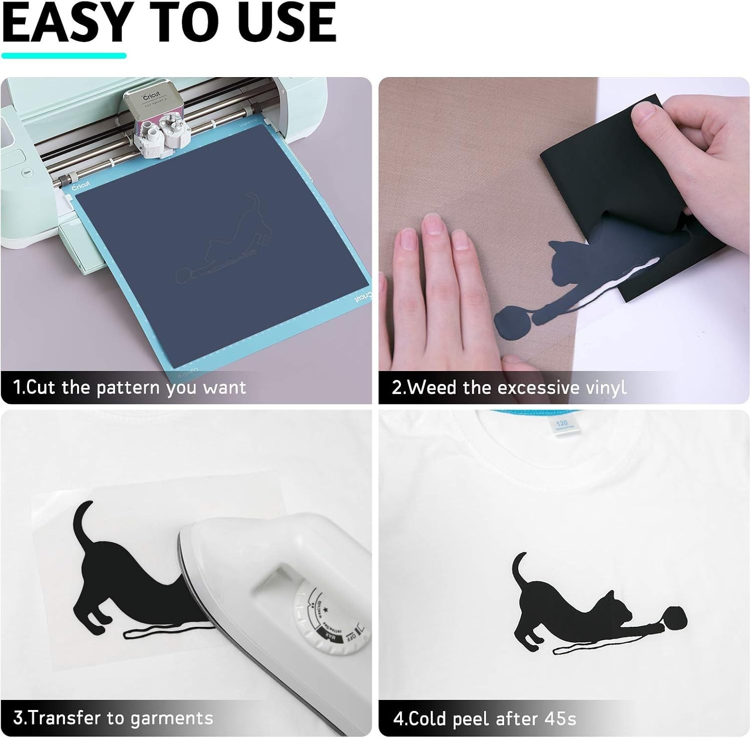 Eco-Friendly Black Heat Transfer Vinyl – 13 Sheets, 12″x10″ for DIY Projects