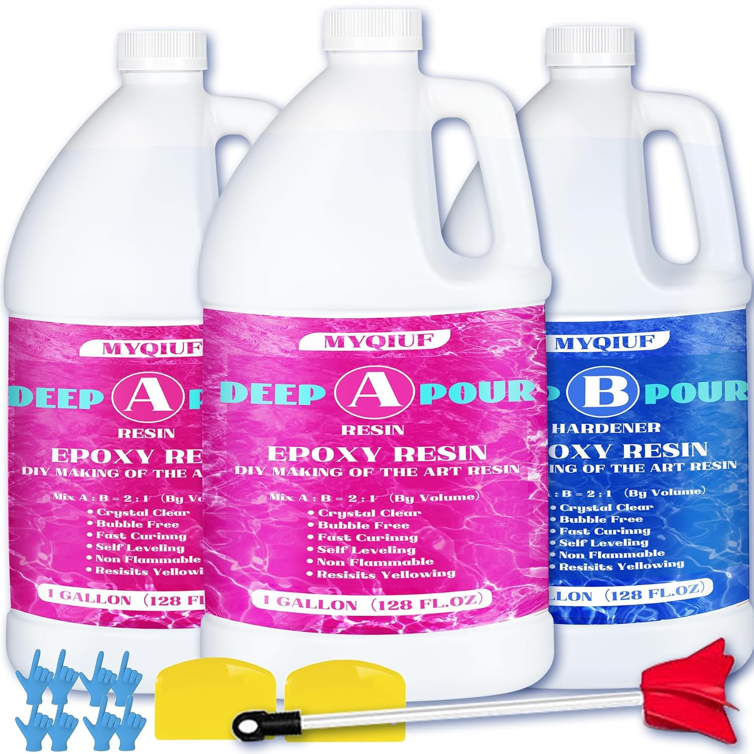 Deep Pour Epoxy Resin, 3 Gallon 2-4″ Pour Depths Epoxy Resin Kit Crystal Clear H
