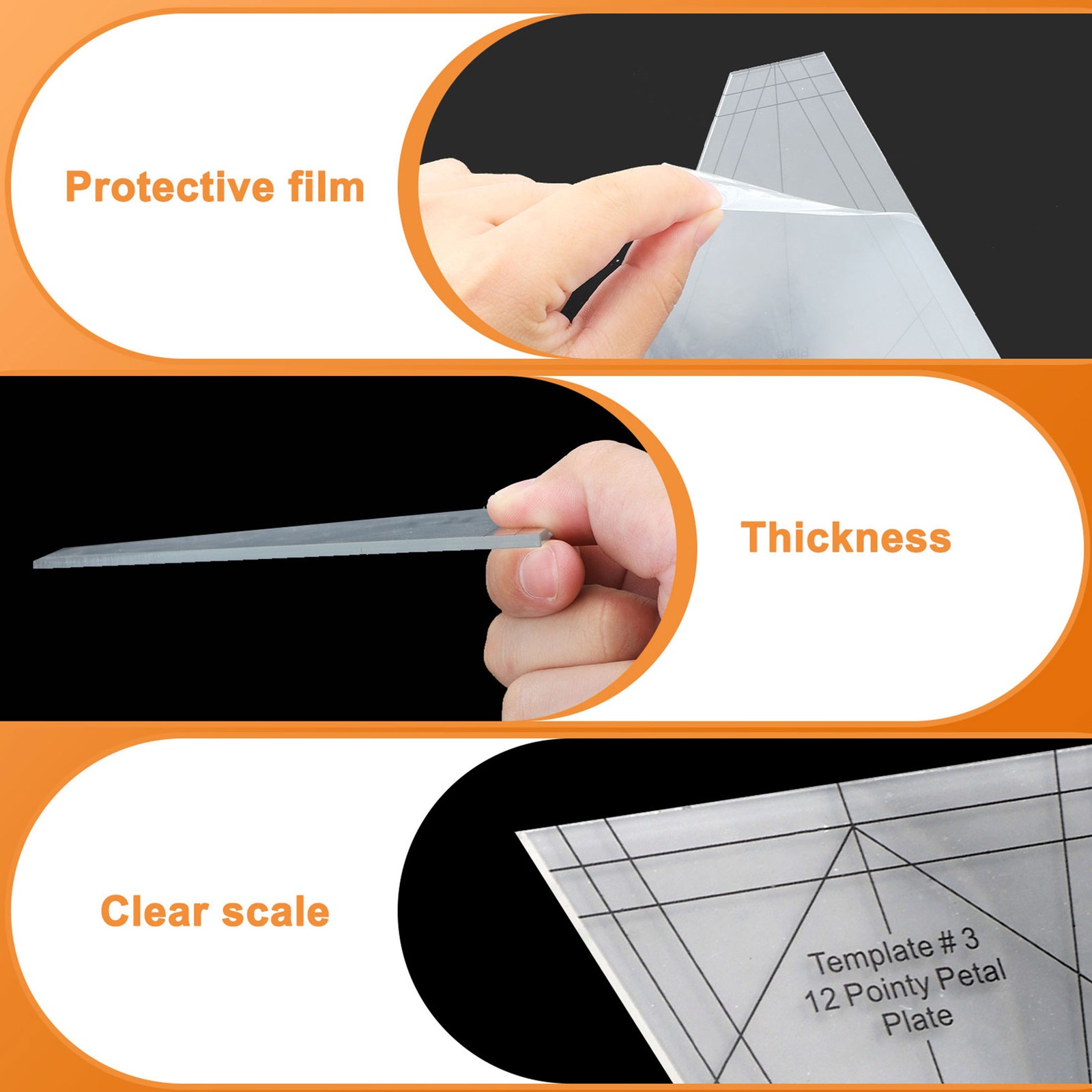 10 PCS Acrylic Quilting Ruler Set Transparent Patchwork Templates for DIY Sewing