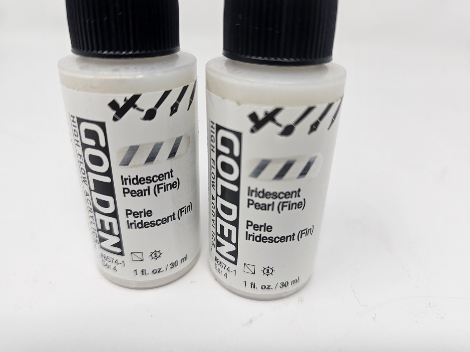 Golden High Flow 1oz Iridescent Pearl Fine Acrylics Lot Of 2 Bottles