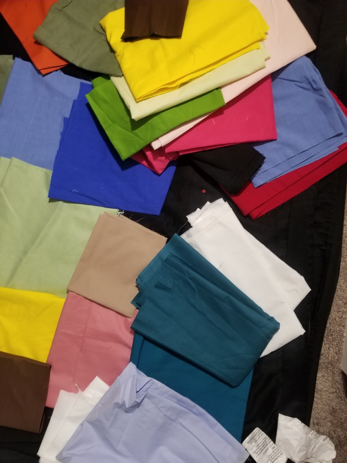New Solid/Plain Cotton Fabric For Quilts Scrapbooking Crafts Sewing – Lot of 30