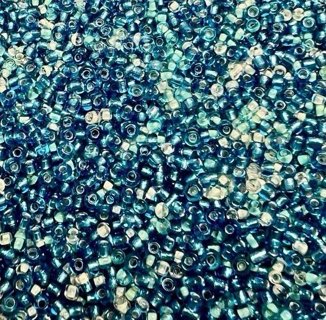 8 Grams Tropical Waters Glass Seed Bead Mix Assorted Sizes Blue Aqua DIY