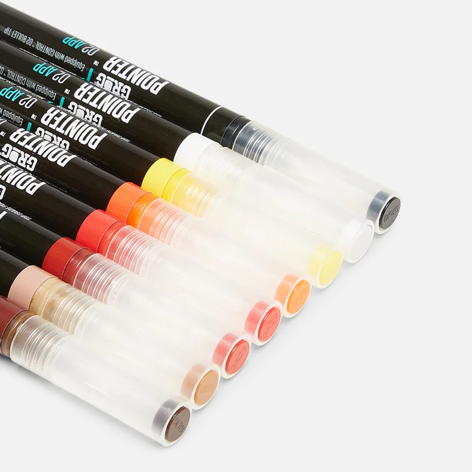 Grog Aqua Paint Mixed Marker 8 Pack – Multi Colour/Size Pointer Art Bundle Set