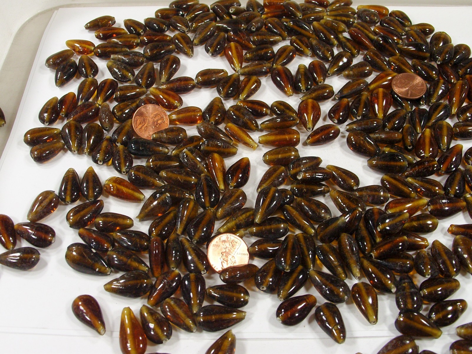 2 Pounds (7mm x 11mm x 19mm) Brown Handmade Glass Beads Wholesale (JMG-3) ⭐