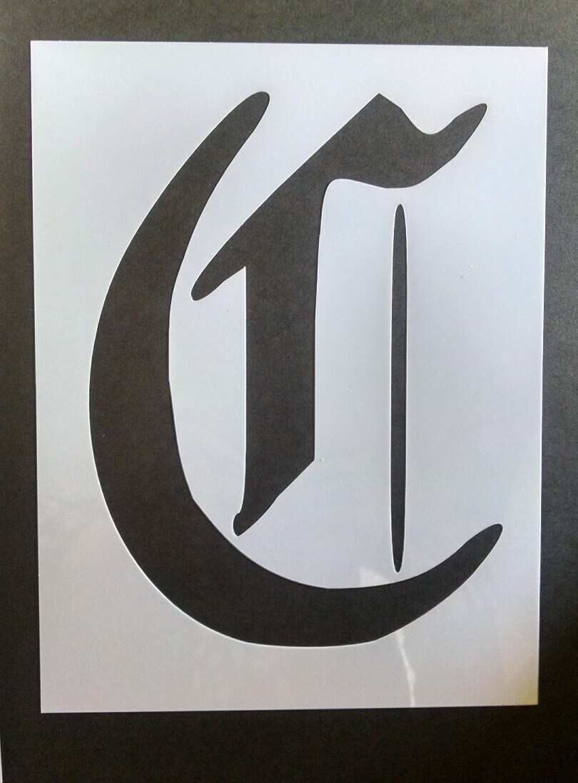 OLD ENGLISH SINGLE LETTERS Lg Sz Stencil Template Wall Signs Airbrush YOU CHOOSE