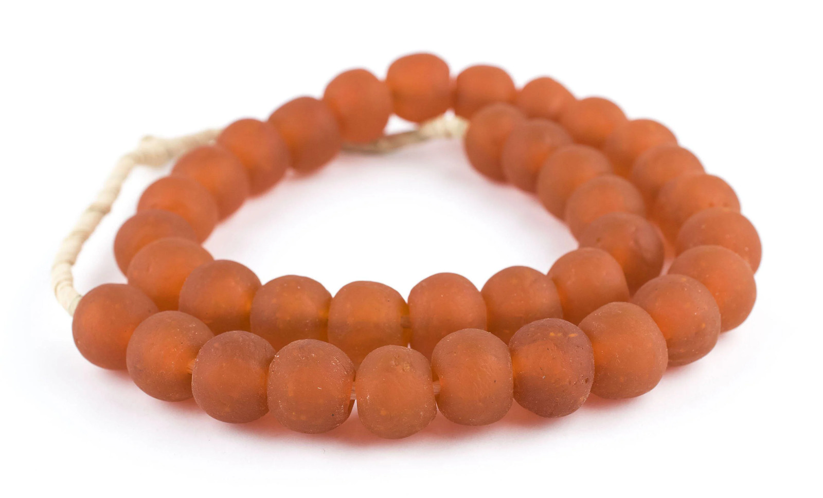 Orange Recycled Glass Beads 18mm Ghana African Sea Glass Round Large Hole