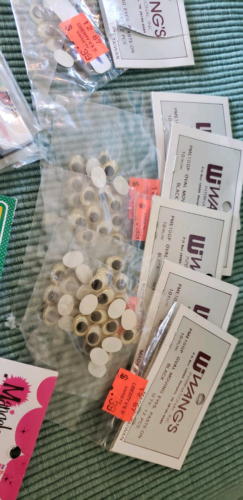 Large Lot Of Glue On Googly Wiggle Eyes, Most NIP, 3 mm to 15 mm