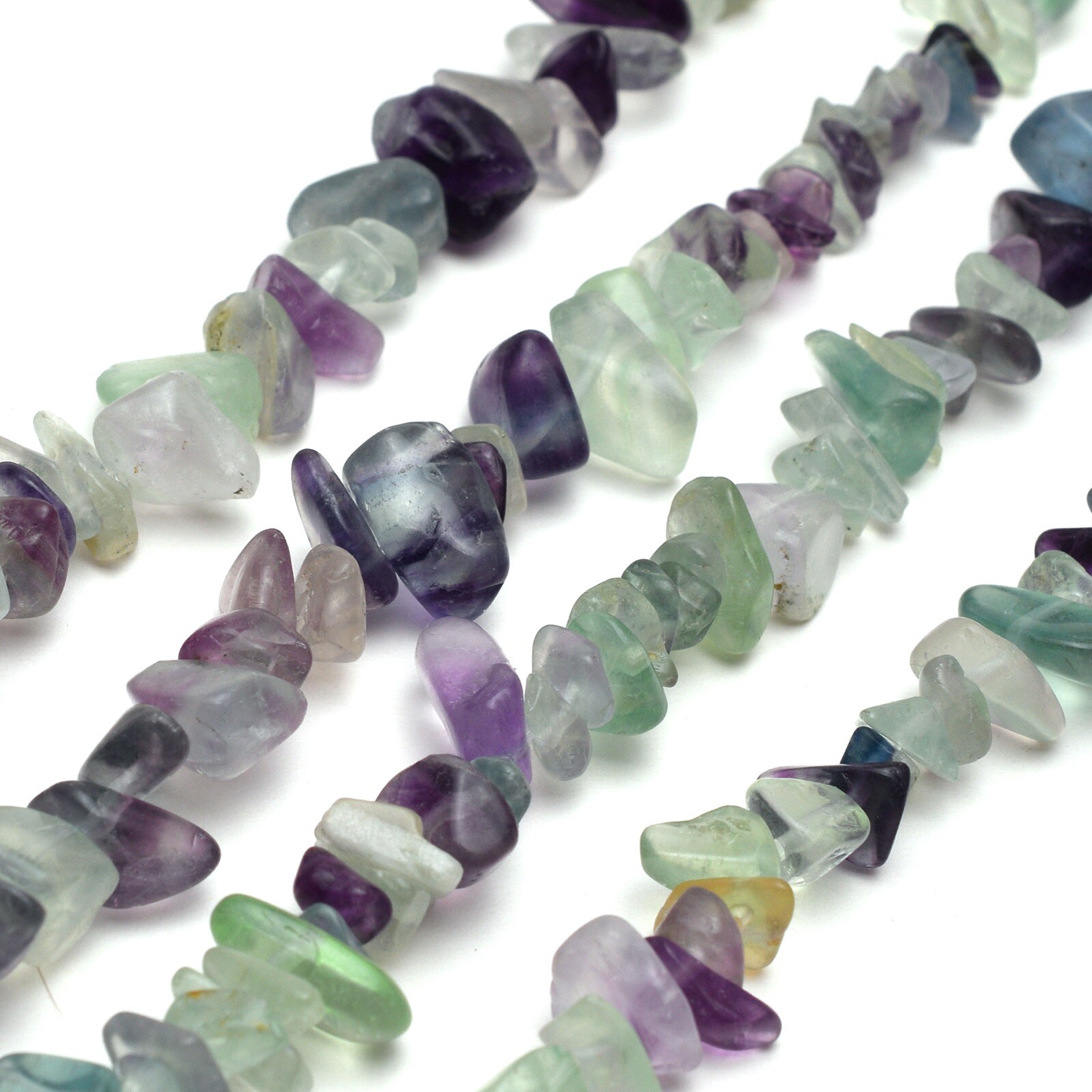 Natural Fluorite Chip Beads 32” Strand 5~8mm Crystal Jewelry Making Bulk Loose