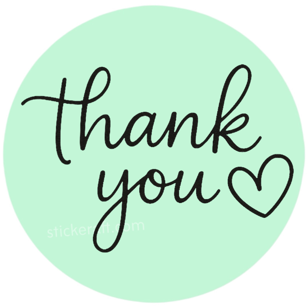 Thank You Stickers – 2″ Round Script Labels with Heart for Packaging