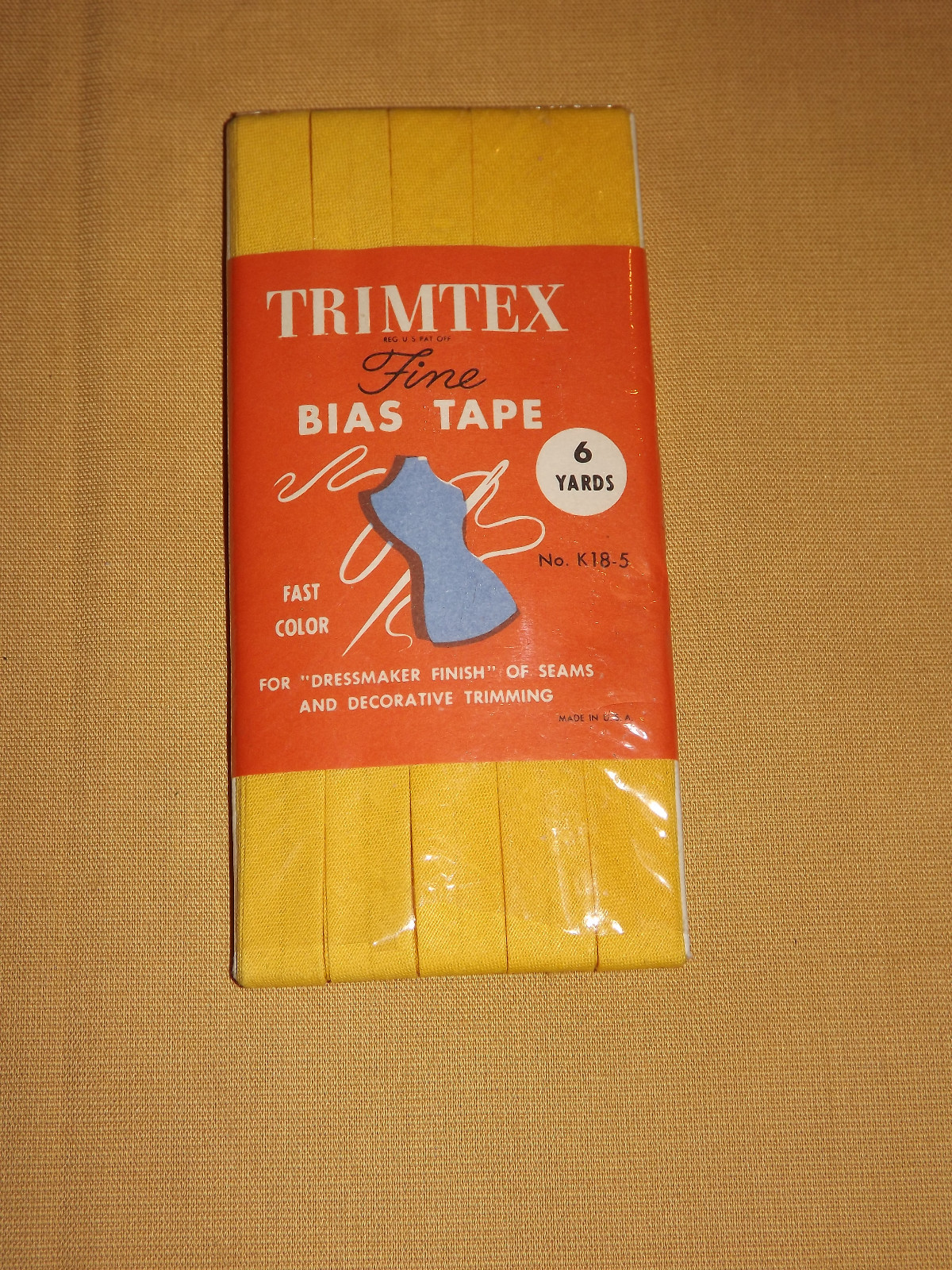 VINTAGE USA SEWING DRESSMAKER TRIMTEX FINE BIAS TAPE 6 YARDS NOS UNOPENED